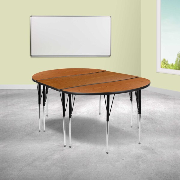 Flash Furniture Oval 47.5 W, 76 L, 30.25 H, Chrome, Laminate, Particleboard, Steel, Wood Grain - XU-GRP-A3048CON-48-OAK-T-A-GG