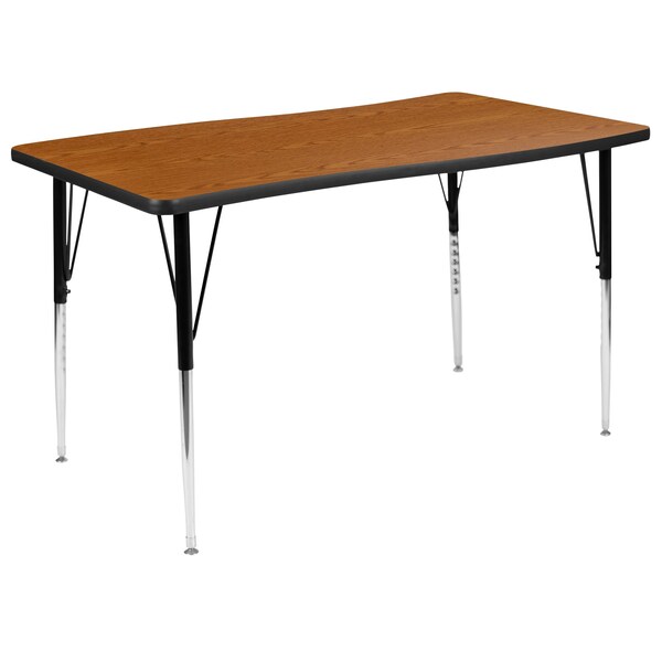 Flash Furniture Oval 47.5 W, 76 L, 30.25 H, Chrome, Laminate, Particleboard, Steel, Wood Grain - XU-GRP-A3048CON-48-OAK-T-A-GG