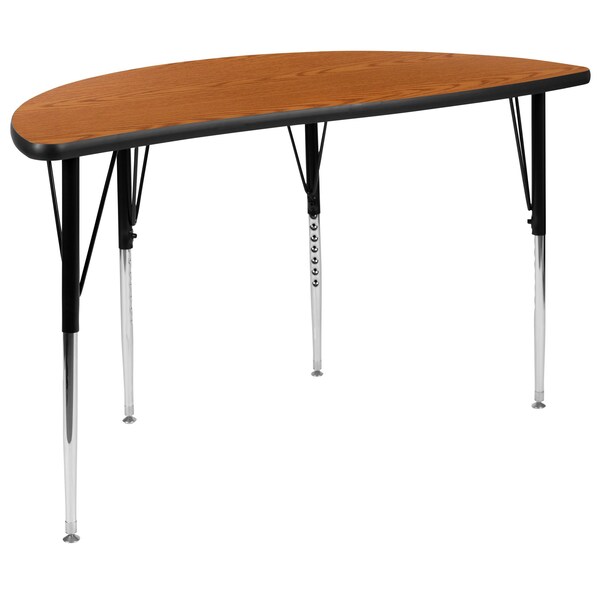 Flash Furniture Oval 47.5 W, 76 L, 30.25 H, Chrome, Laminate, Particleboard, Steel, Wood Grain - XU-GRP-A3048CON-48-OAK-T-A-GG