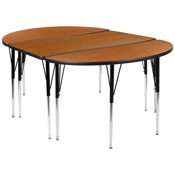 Flash Furniture Oval 47.5 W, 76 L, 30.25 H, Chrome, Laminate, Particleboard, Steel, Wood Grain - XU-GRP-A3048CON-48-OAK-T-A-GG