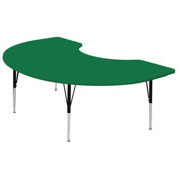 Correll Kidney Adjustable Height Activity Kids School Plastic Blow Molded Table, 48" W, 72" L, 19" to 29" H - AR4872-KID-29