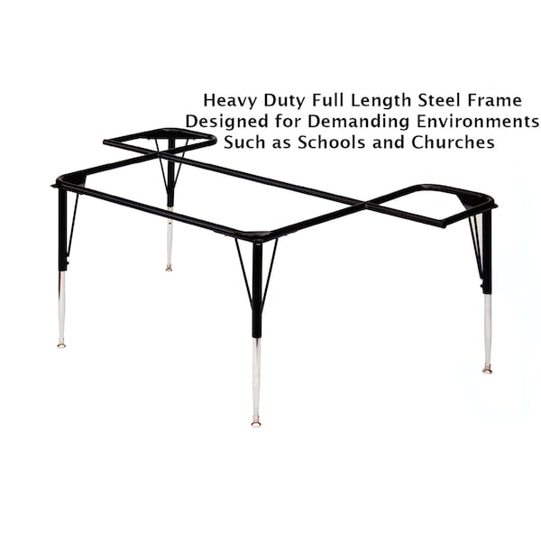 Correll Kidney Adjustable Height Activity Kids School Plastic Blow Molded Table, 48" W, 72" L, 19" to 29" H - AR4872-KID-29