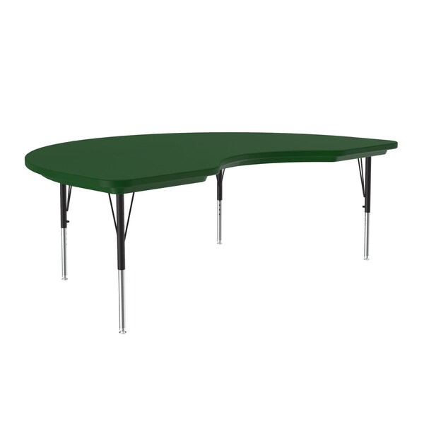 Correll Kidney Adjustable Height Activity Kids School Plastic Blow Molded Table, 48" W, 72" L, 19" to 29" H - AR4872-KID-29