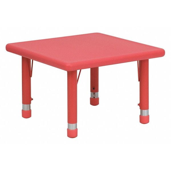 Flash Furniture Square Activity Table, 24 W, 24 L, 23.75 H, Plastic, Steel, Red - YU-YCX-002-2-SQR-TBL-RED-GG