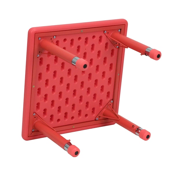 Flash Furniture Square Activity Table, 24 W, 24 L, 23.75 H, Plastic, Steel, Red - YU-YCX-002-2-SQR-TBL-RED-GG