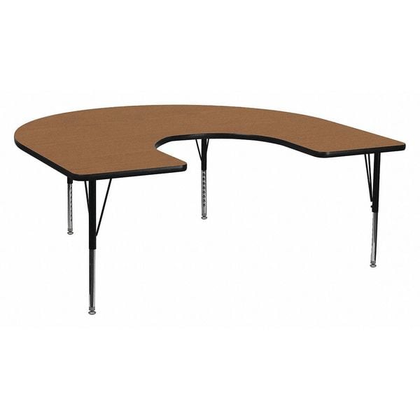 Flash Furniture Horseshoe Activity Table, 60" W, 66" L, 25.125" H, Laminate, Wood Grain - XU-A6066-HRSE-OAK-T-P-GG