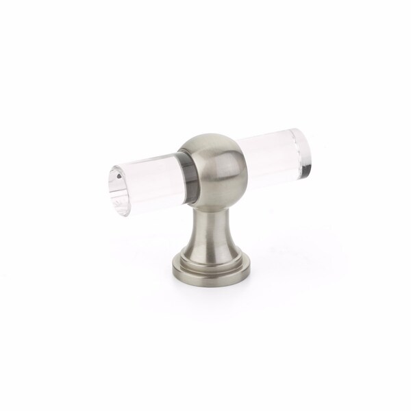 Schaub Lumiere Transitional Cabinet T Knob Acrylic Satin Nickel Finish - 411-15