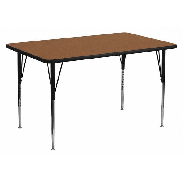 Flash Furniture Rectangle Activity Table, 30" W, 60" L, 30.25" H, Laminate, Wood Grain - XU-A3060-REC-OAK-H-A-GG