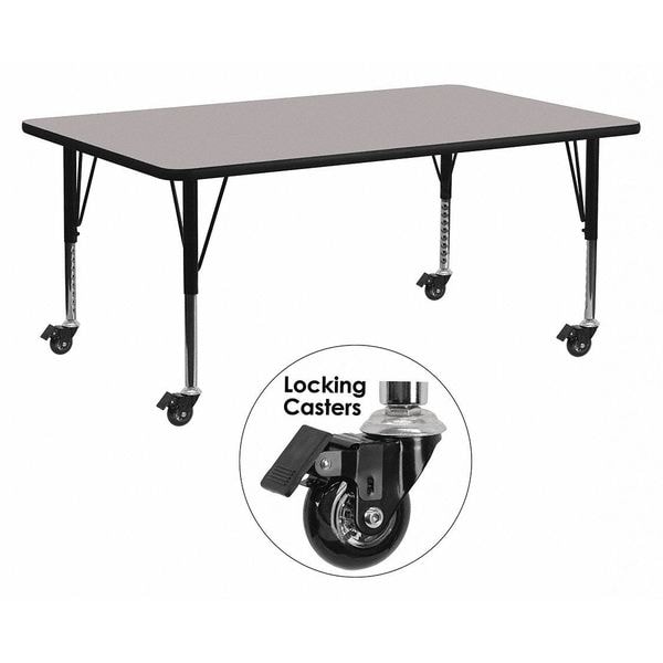 Flash Furniture Rectangle Activity Table, 30" W, 72" L, 25.5" H, Laminate, Grey - XU-A3072-REC-GY-H-P-CAS-GG