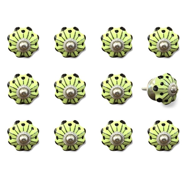 Decoracion K3533 Knob It - Yellow Green & Silver, 12PK - DE3092579