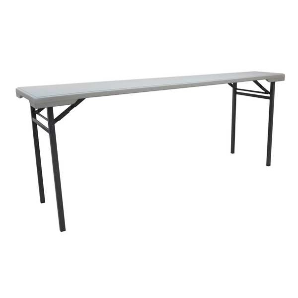 Zoro Select Rectangle Folding Table, 20 in W, 71 in L, 29 in H, Blow Molded Polyethylene Top, White - 12F614