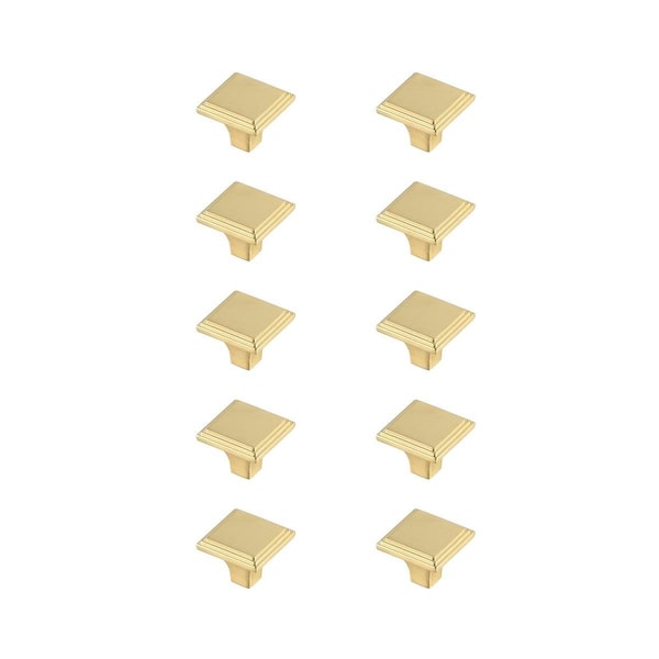 Plaza 1 in. Wilow Multipack Square Knob, Brushed Gold, 10PK - PL2954454