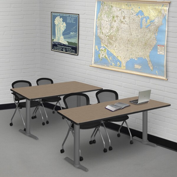 Regency Cain T-Base Training Seminar Table, 48 in W, 24 in L, Noble Oak - MTRCT4824NOGY
