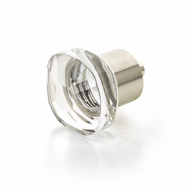 Schaub City Lights Soft Square Glass Knob Satin Nickel Finish - 61-15
