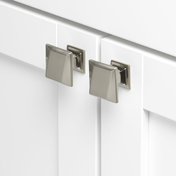 Gliderite Hardware 1-1/4 in. Square Twisted Knob Satin Nickel, 25PK - 5865-SN-25