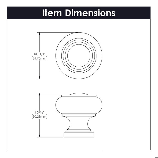 Hickory Hardware Cottage Collection Knob 1-1/4 Inch Diameter Stainless Steel Finish - P3151-SS