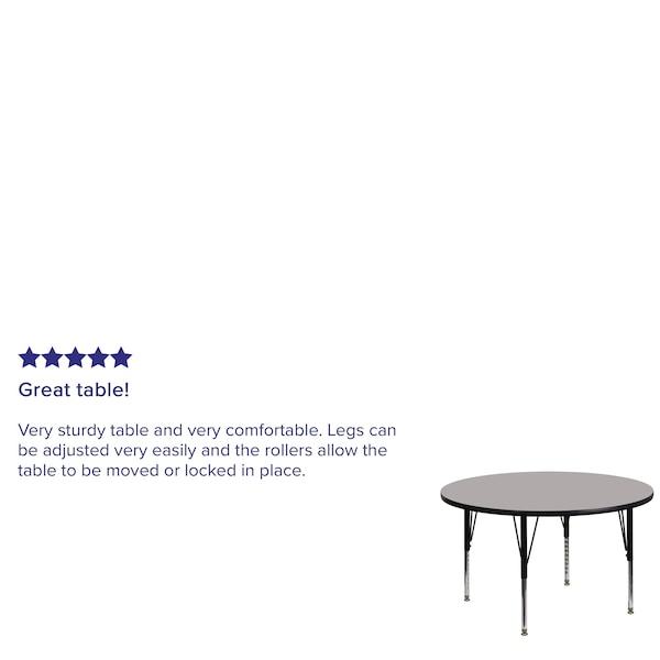 Flash Furniture Round Activity Table, 48" W, 48" L, 25.25" H, Laminate, Grey - XU-A48-RND-GY-H-P-GG