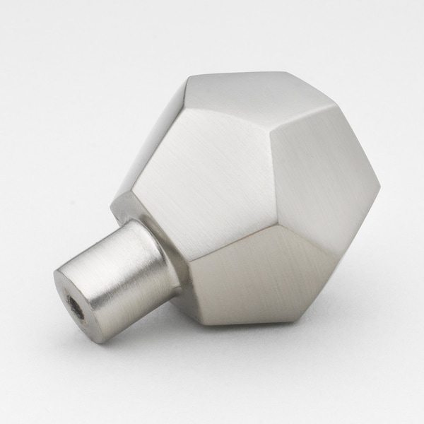 Gliderite Hardware 1-1/2 in. Faceted Knob Satin Nickel, 25PK - 5826-SN-25