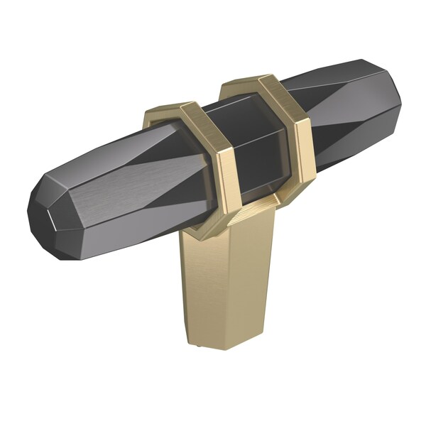 Amerock London 2-1/2 in 64 mm Length Black Chrome/Golden Champagne Cabinet Knob - BP36647BCRBBZ