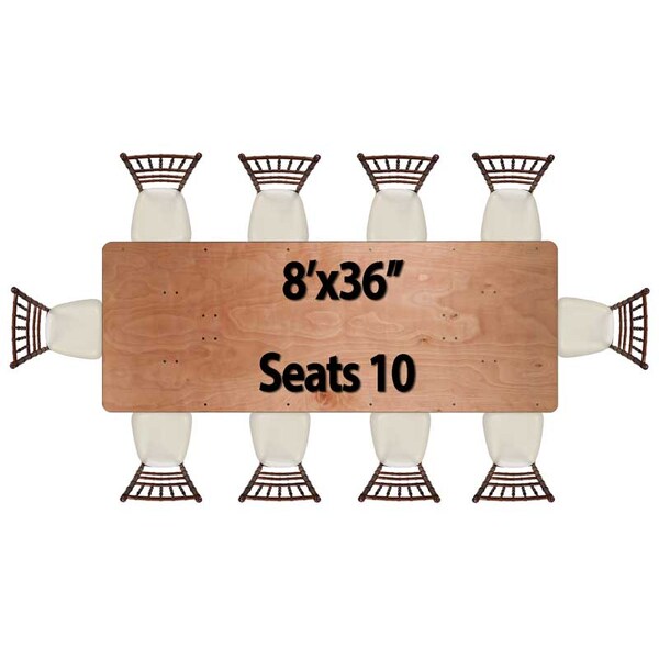 Atlas Commercial Products Titan Series Wood Folding Table, 8 ft x 36 Banquet, Vinyl Edge - WFT5-3696