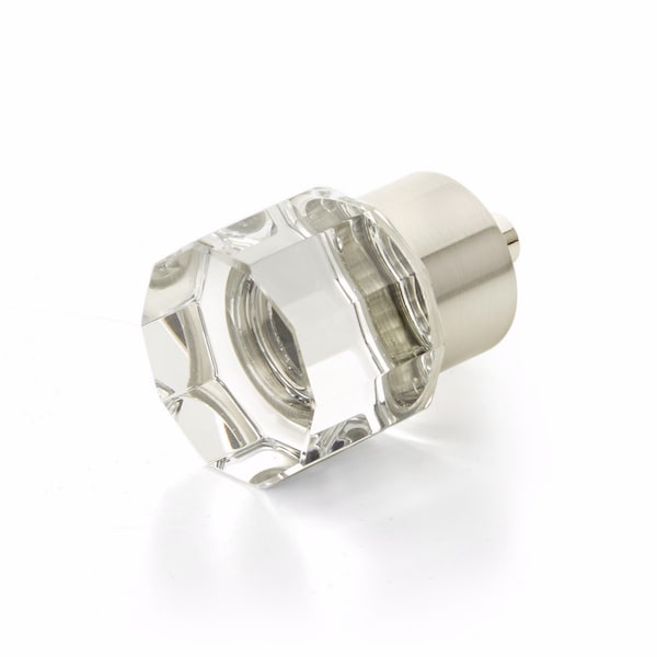 Schaub City Lights Round Multi Sided Glass Knob Satin Nickel Finish - 55-15