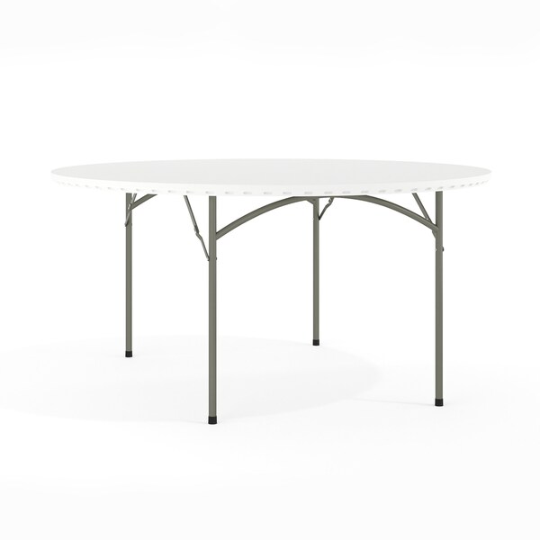 Flash Furniture Round Folding Table, 60" W, 60" L, 29" H, Plastic Top, White - RB-60R-GG