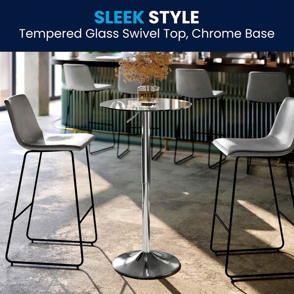 Flash Furniture Round 23.5" W, 23.5" L, 41" H, Glass Top, Clear - CH-5-GG