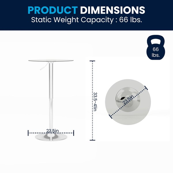 Flash Furniture Round 23.5" W, 23.5" L, 41" H, Glass Top, Clear - CH-5-GG