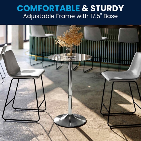 Flash Furniture Round 23.5" W, 23.5" L, 41" H, Glass Top, Clear - CH-5-GG