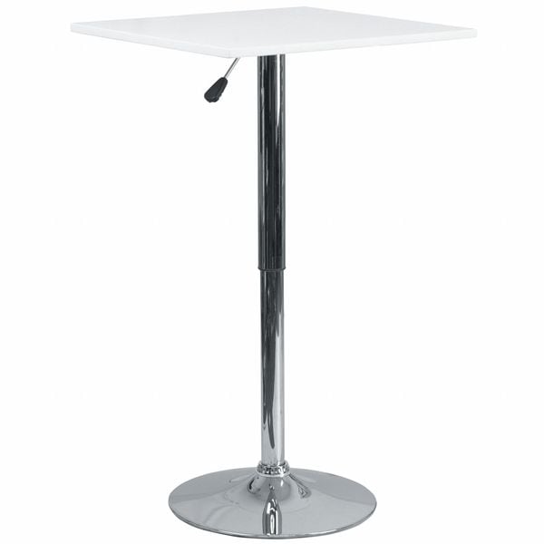 Flash Furniture Square Square Adjustable Wood Table, 23.75" W, 23.75" L, 40.5" H, Wood Top, White - CH-1-GG