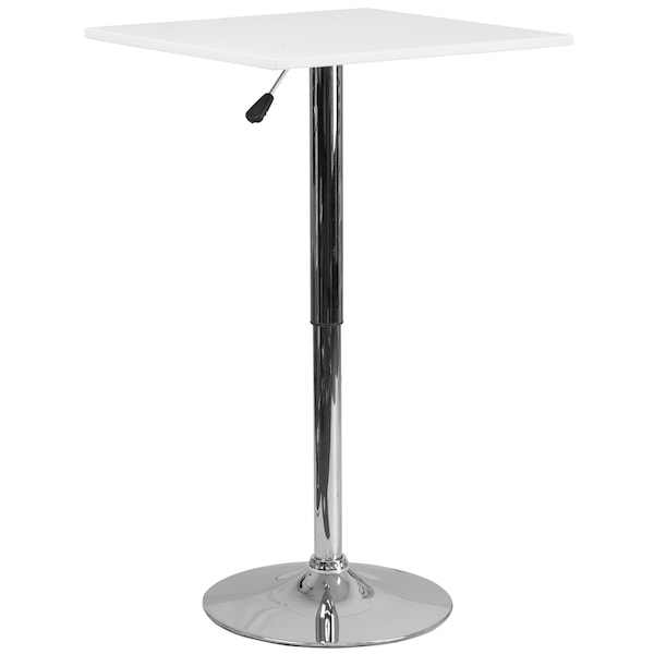 Flash Furniture Square Square Adjustable Wood Table, 23.75" W, 23.75" L, 40.5" H, Wood Top, White - CH-1-GG
