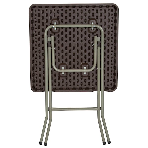 Flash Furniture Square Rattan Folding Table, Square, Brown, 23.5", 23.5" W, 23.5" L, 29" H, Plastic Top, Brown - DAD-FT60-GG