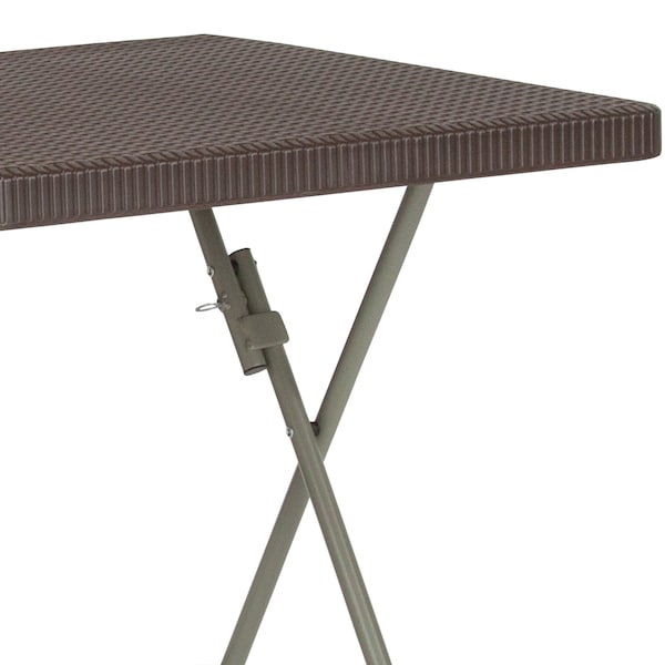 Flash Furniture Square Rattan Folding Table, Square, Brown, 23.5", 23.5" W, 23.5" L, 29" H, Plastic Top, Brown - DAD-FT60-GG
