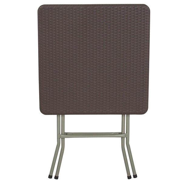 Flash Furniture Square Rattan Folding Table, Square, Brown, 23.5", 23.5" W, 23.5" L, 29" H, Plastic Top, Brown - DAD-FT60-GG