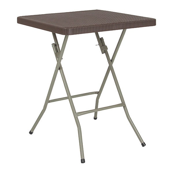 Flash Furniture Square Rattan Folding Table, Square, Brown, 23.5", 23.5" W, 23.5" L, 29" H, Plastic Top, Brown - DAD-FT60-GG