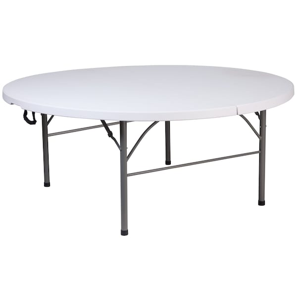 Flash Furniture Round Folding Table, 70.75" W, 70.75" L, 29" H, Plastic Top, White - RB-183RFH-GG