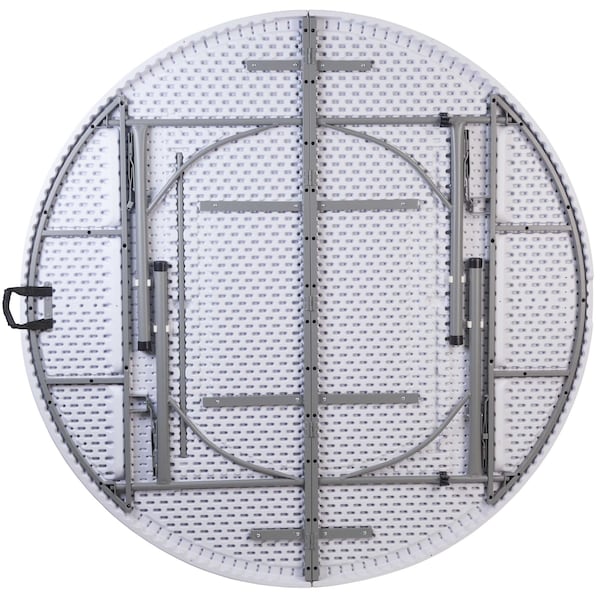 Flash Furniture Round Folding Table, 70.75" W, 70.75" L, 29" H, Plastic Top, White - RB-183RFH-GG