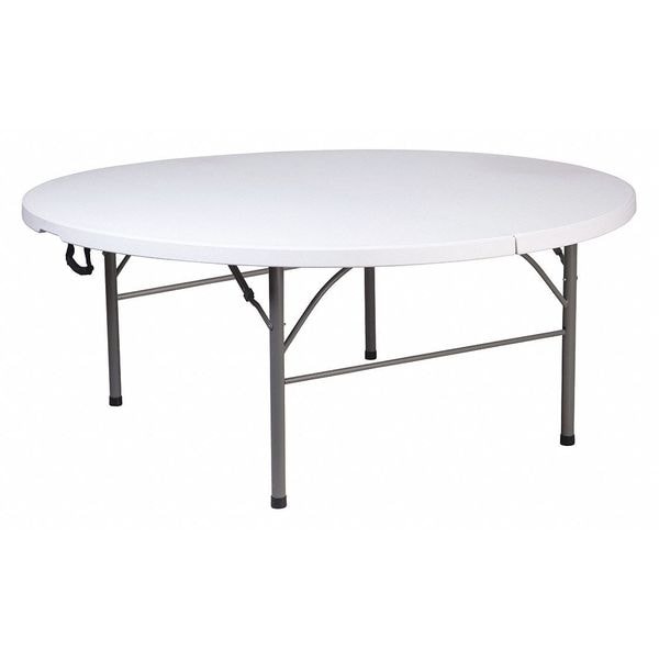 Flash Furniture Round Folding Table, 70.75" W, 70.75" L, 29" H, Plastic Top, White - RB-183RFH-GG
