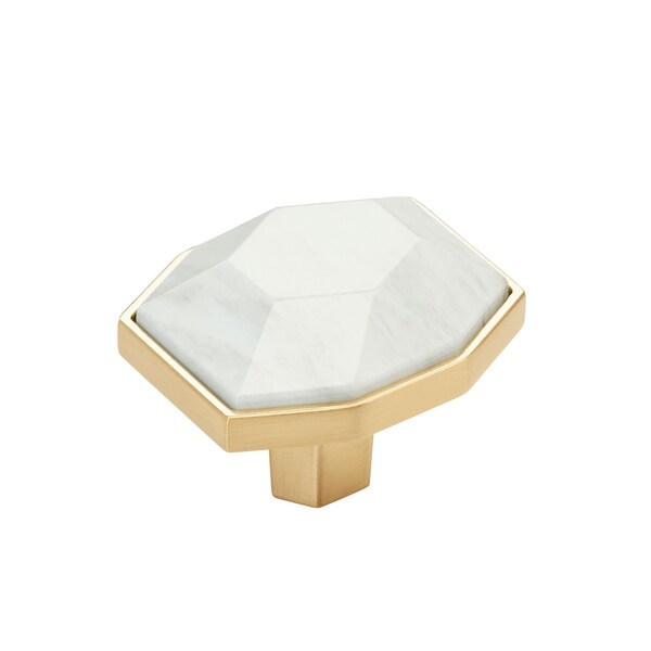 Amerock Carrione 1-5/8 inch 41mm Length Marble White/Champagne Bronze Cabinet Knob - BP36638MWCZ