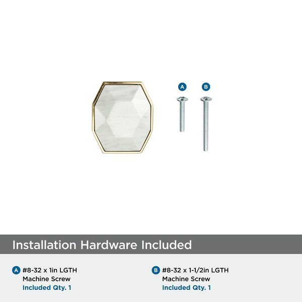 Amerock Carrione 1-5/8 inch 41mm Length Marble White/Champagne Bronze Cabinet Knob - BP36638MWCZ