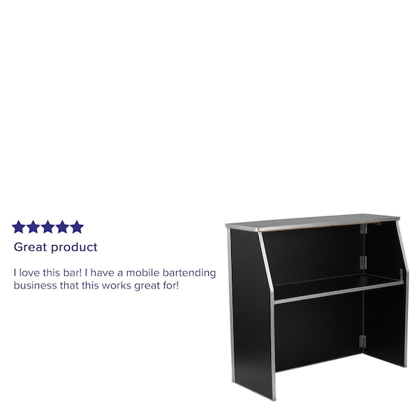 Flash Furniture Foldable Bar, 4ft., Black, 47.75" W, 19.5" L, 42.75" H, Laminate Top, Black - XA-BAR-48-BK-GG
