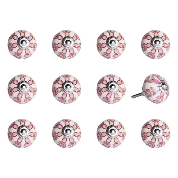 Decoracion KI1228 Knob It - White Pink & Burgundy, 12PK - DE3086688