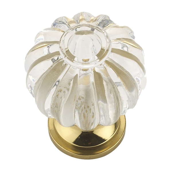 Richelieu 1 1/8 in (28 mm) Clear Eclectic Brass, Acrylic Cabinet Knob - BP403511