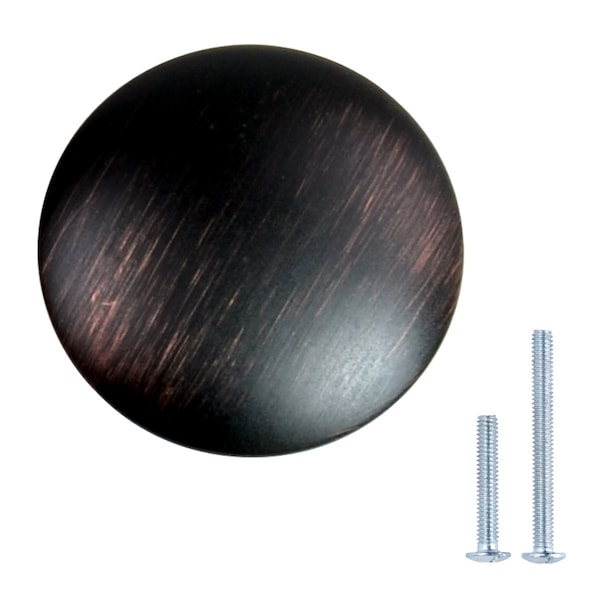 South Main Hardware 1-1/4 in. Oil Rubbed Bronze Modern Round Cabinet Knob (10PK) - SH5305-ORB-10