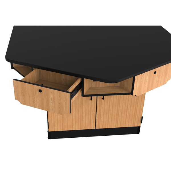 National Public Seating 6-Person Workstation, Chem-Res Top, Cabinet Base, Drawers, Power Strips - WSHC-CDP