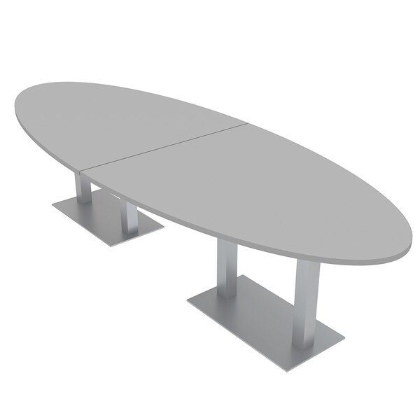 Skutchi Designs 45 in W, 120 in L, 29 in H, Engineered Wood Top, Grey - HAR-OVAL-46X119-DOU-XD01