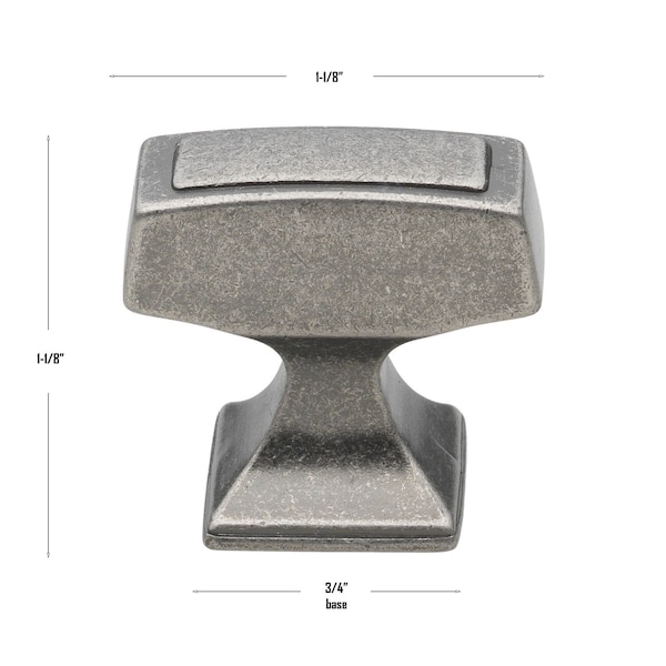 Gliderite Hardware 1-1/8 in. Rectangle Cabinet Knob - 87390-WN, 5PK - 87390-WN-5