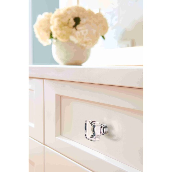 Amerock Glacio 1-3/8 in 35 mm Length Clear/Polished Chrome Cabinet Knob - BP36653C26