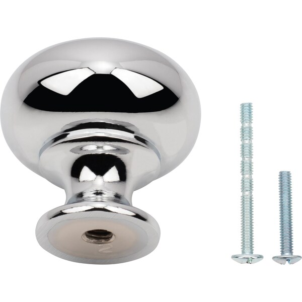 Designperfect 1-1/4 Diameter Round Cabinet Knob, Polished Chrome, 25PK - DPA25R31KPC