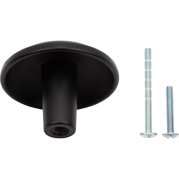 Designperfect 1-1/4 Diameter Round Cabinet Knob, Matte/Flat Black, 25PK - DPA25R92KBLK